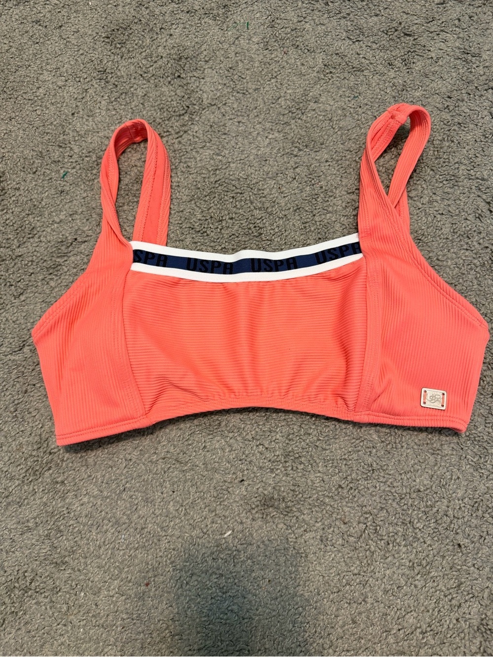 Coral Ribbed Bikini Top - Coral
